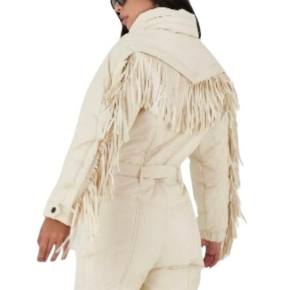 Fringed Cream Jumpsuit - Women's Leggings & Jumpsuits